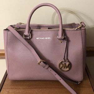 MK Medium Sutton dusty rose leather satchel